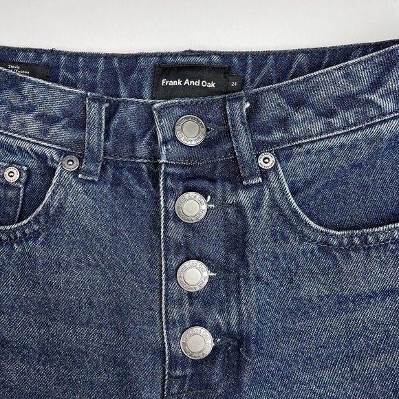 FRANK & OAK The Stevie Tapered Button Fly Jean Sz 24 Raw Hem - Picture 4 of 8